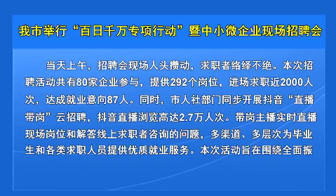 我市举行“百日千万专项行动”暨中小微企业现场招聘会
