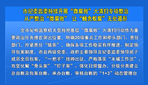 市纪委监委持续开展“微腐败”大清扫专项整治从严整治“微腐败” 让“蝇贪蚁腐”无处遁形