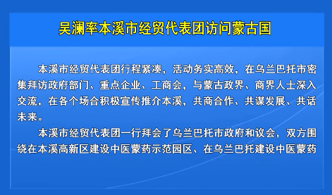吴澜率本溪市经贸代表团访问蒙古国