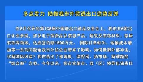 多点发力 助推我市外贸进出口逆势反弹